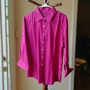 New, XX-Large 20, Magenta, 3/4 Sleeve, Button Up, Shirt
